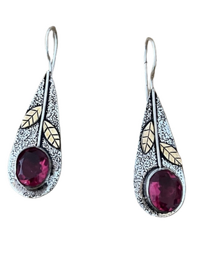 925 Sterling Silver Natural Pink Tourmaline Gemstone Earrings